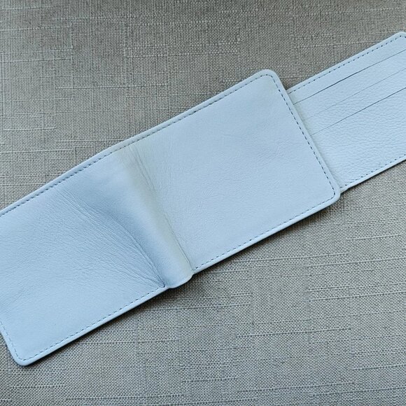 Handmade Wallet White Genuine Leather Bifold Card Holder Moneyfold Purse - Picture 7 of 11